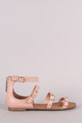 Breckelle Strappy Buckled Open Toe Flat Sandal