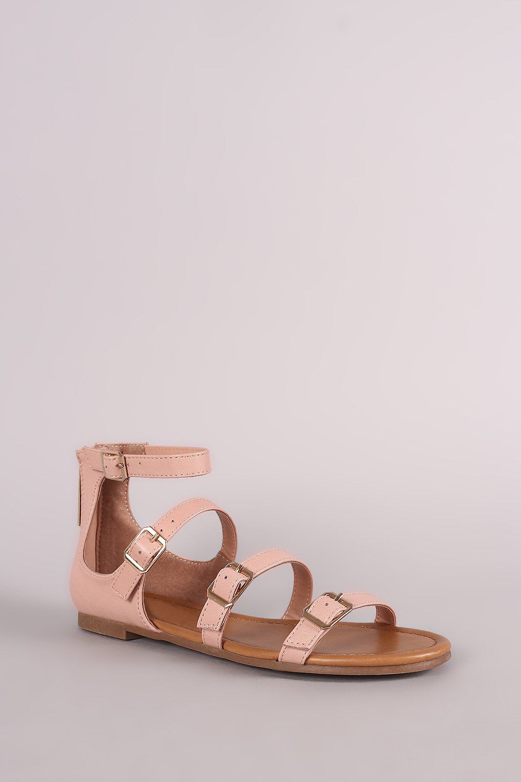 Breckelle Strappy Buckled Open Toe Flat Sandal