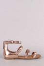 Breckelle Strappy Buckled Open Toe Flat Sandal
