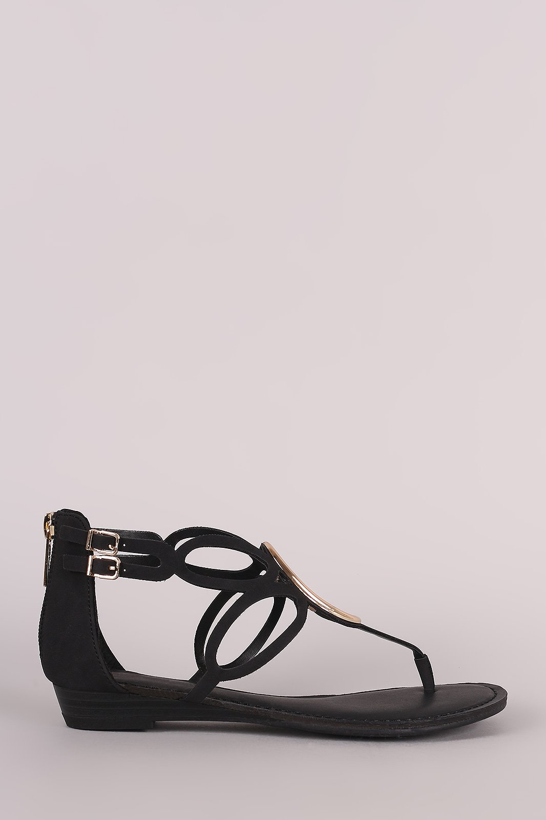 Breckelle Nubuck O-Ring Accent Cutout Thong Flat Sandal