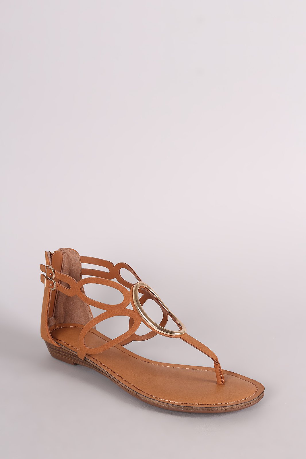 Breckelle Nubuck O-Ring Accent Cutout Thong Flat Sandal