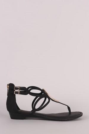 Breckelle Nubuck O-Ring Accent Cutout Thong Flat Sandal