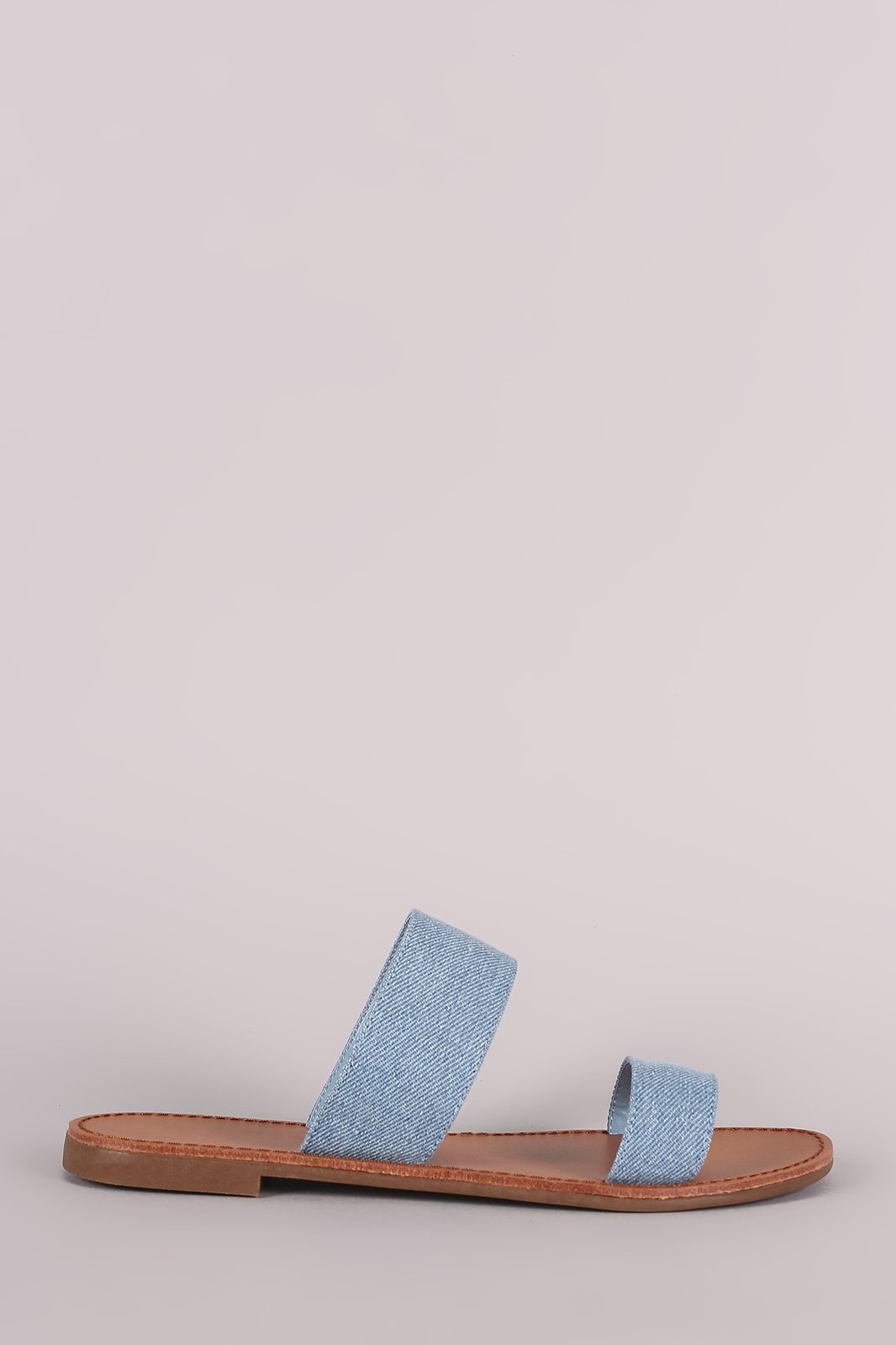 Breckelle Double Denim Band Slide Sandal