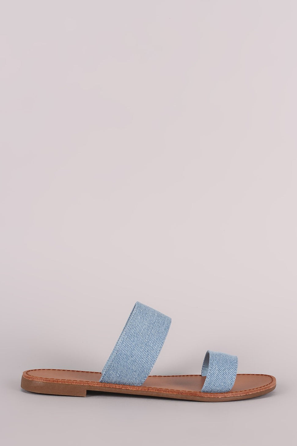 Breckelle Double Denim Band Slide Sandal