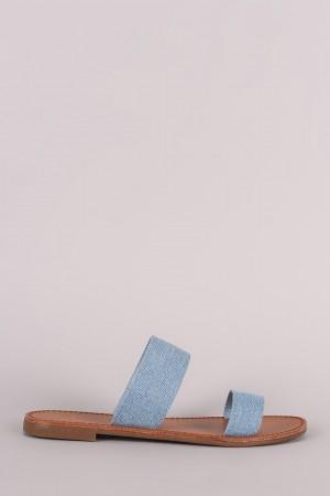 Breckelle Double Denim Band Slide Sandal