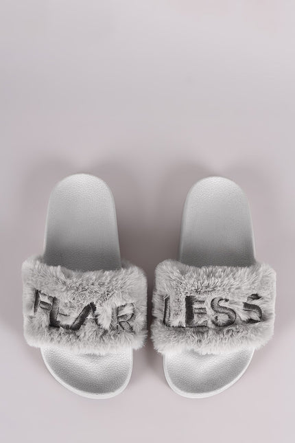 Qupid Faux Fur Fearless Slide Sandal