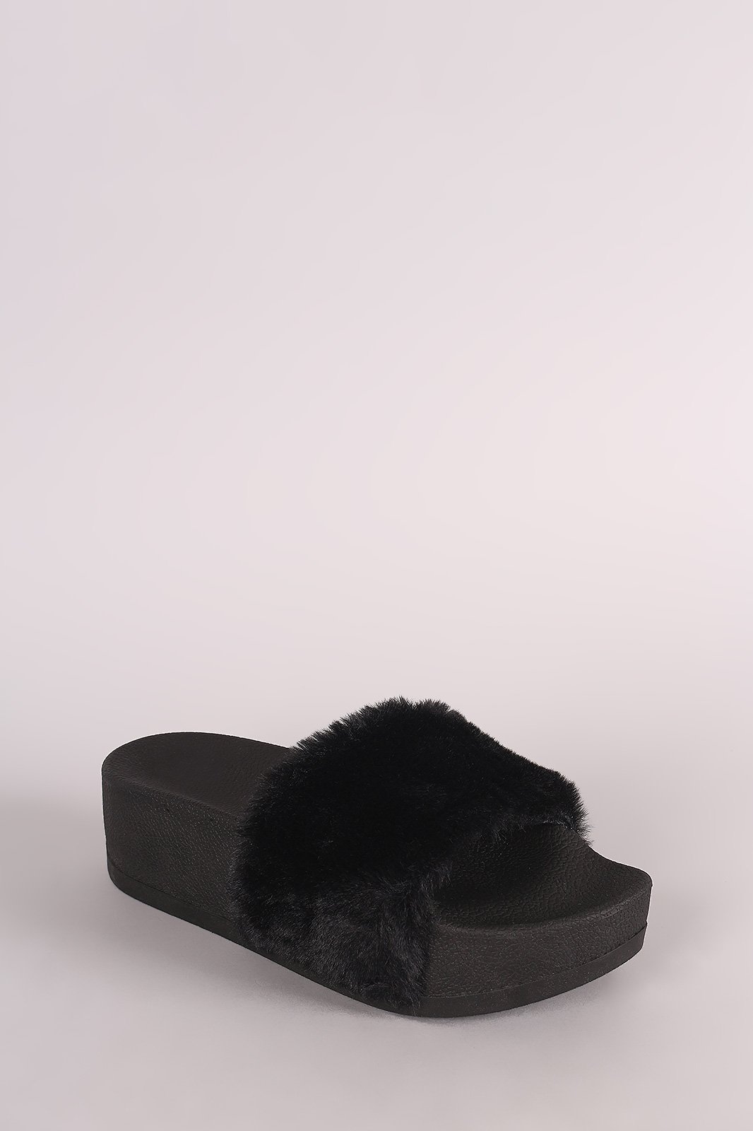 Wild Diva Lounge Faux Fur Flatform Slide