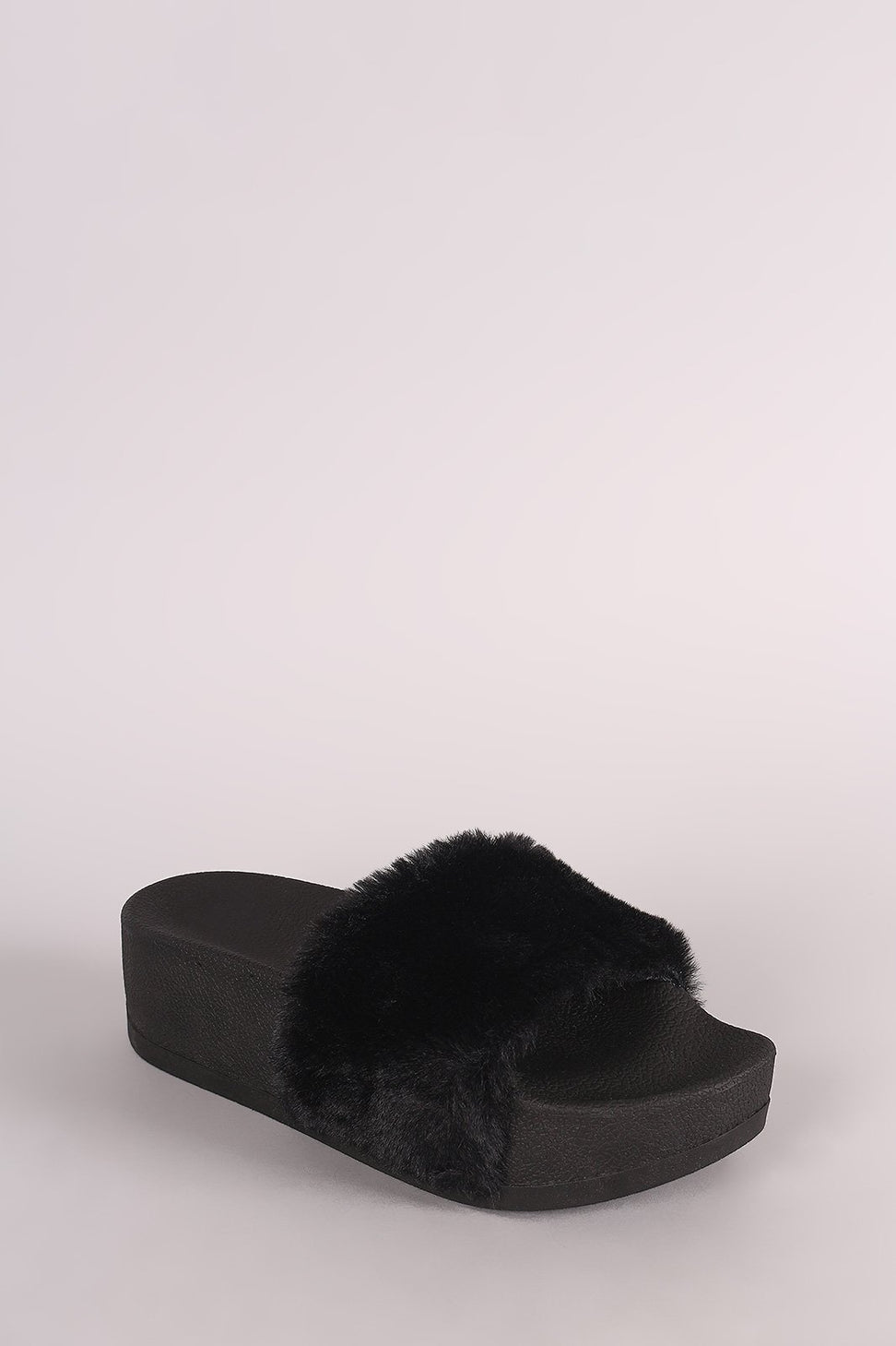 Wild Diva Lounge Faux Fur Flatform Slide