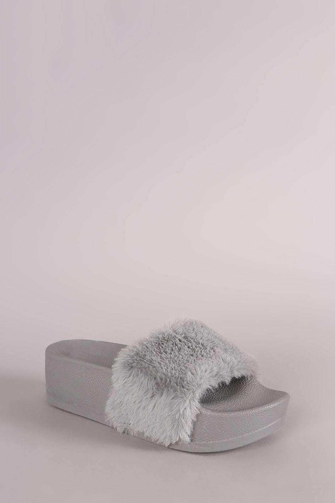Wild Diva Lounge Faux Fur Flatform Slide