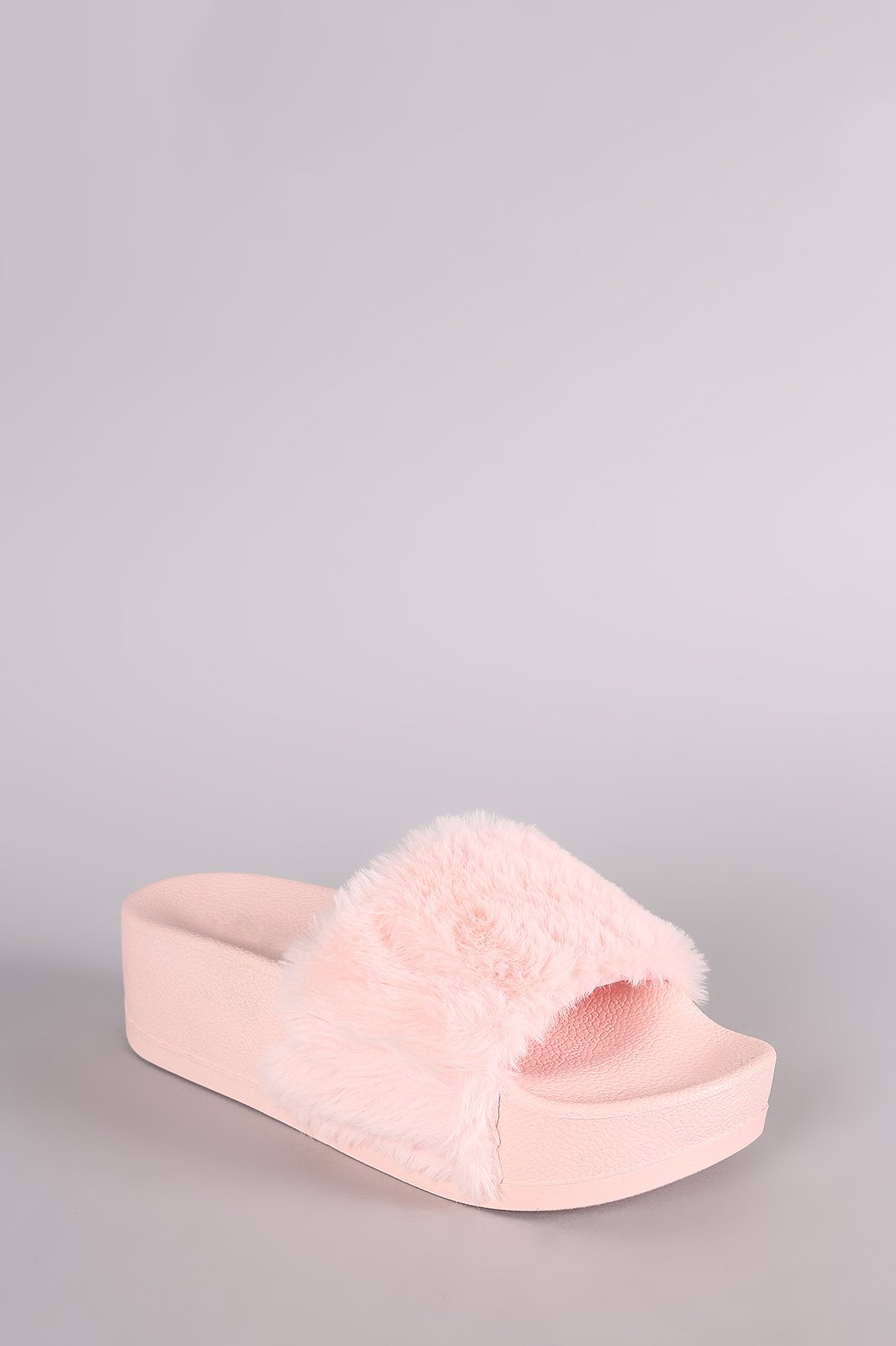 Wild Diva Lounge Faux Fur Flatform Slide