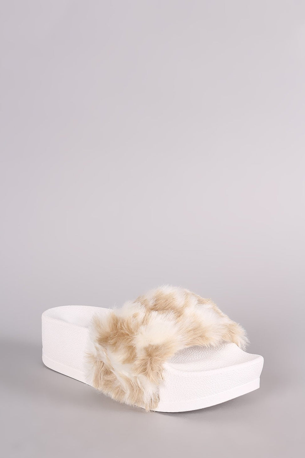 Wild Diva Lounge Faux Fur Flatform Slide