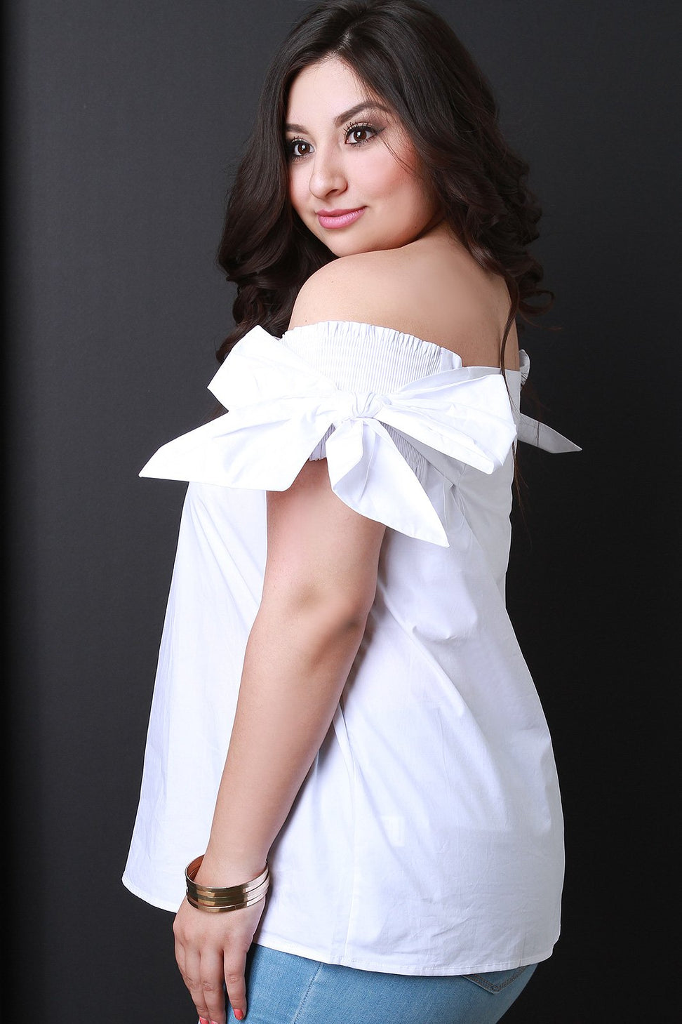 Smock With Bow Sleeves Bardot Top