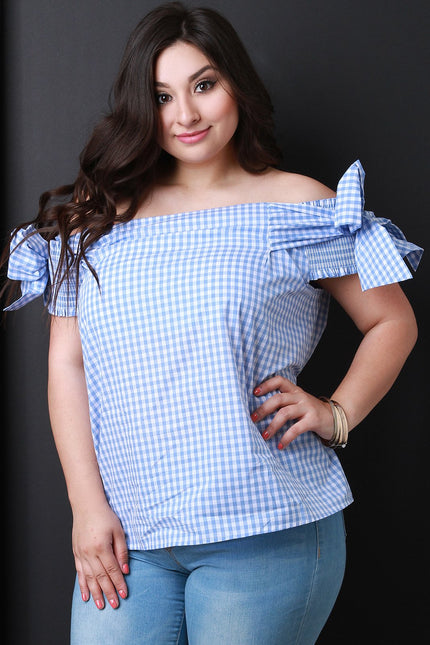 Smock With Bow Sleeves Bardot Top