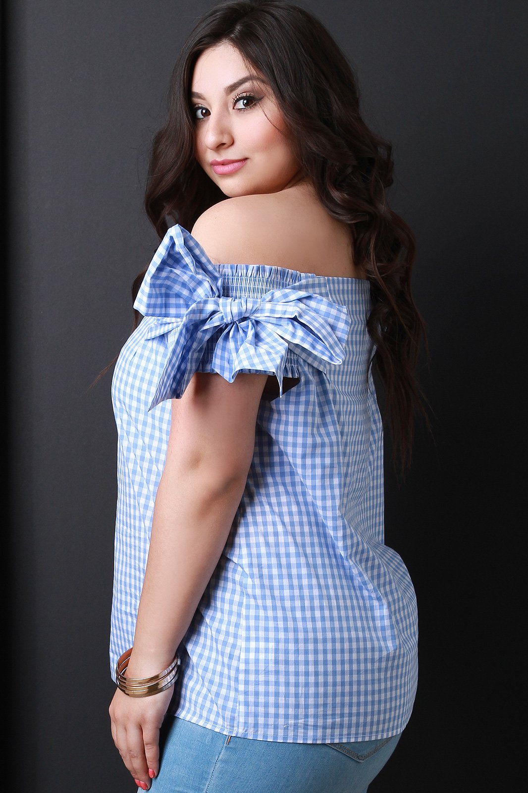 Smock With Bow Sleeves Bardot Top