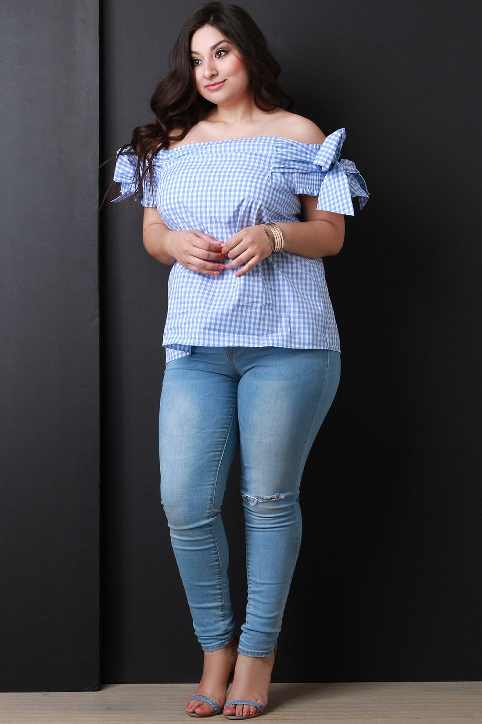 Smock With Bow Sleeves Bardot Top