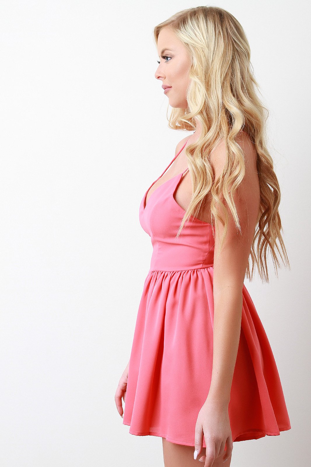 Ruched Waist Strappy Back Sleeveless Romper