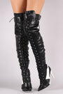 Lightening Bolt Lace Up Stiletto OTK Boots