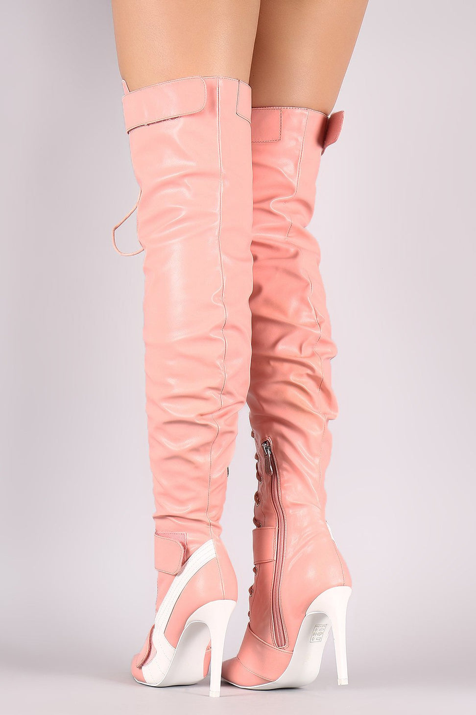 Lightening Bolt Lace Up Stiletto OTK Boots