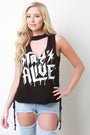 Stay Alive Graphic Cutout Side Lace-Up Top