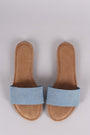 Bamboo Denim Single Wide Band Slip-On Sandal