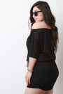 Off The Shoulder Three Quarter Sleeve Soft Knit Romper