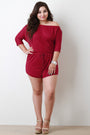 Off The Shoulder Three Quarter Sleeve Soft Knit Romper