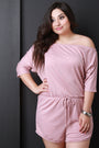 Off The Shoulder Three Quarter Sleeve Soft Knit Romper