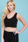 V-Neck Sleeveless Side Lace-Up Crop Top