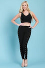 Grommet Corset Side Lace-Up Mid Rise Pants
