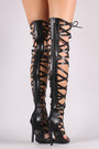 Strappy Open Toe Lace-Up Gladiator Heel
