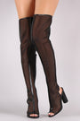 Liliana Mesh Peep Toe Chunky Heeled Over-The-Knee Boots
