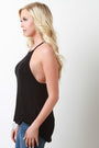 Ribbed Knit Cutout Racerback Sleeveless Top
