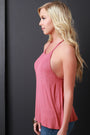 Ribbed Knit Cutout Racerback Sleeveless Top