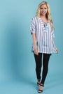Striped Lace-Up Tassel Boxy Top