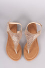 Glitter Rhinestone V-Strap Thong Flat Sandal