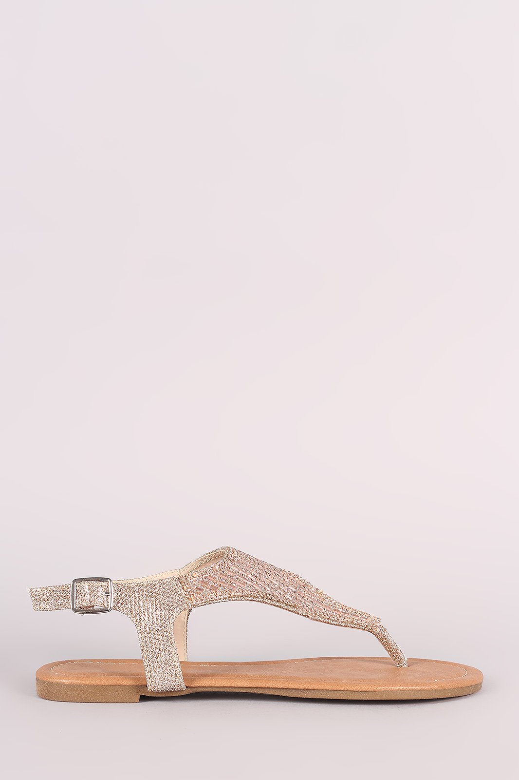 Glitter Rhinestone V-Strap Thong Flat Sandal