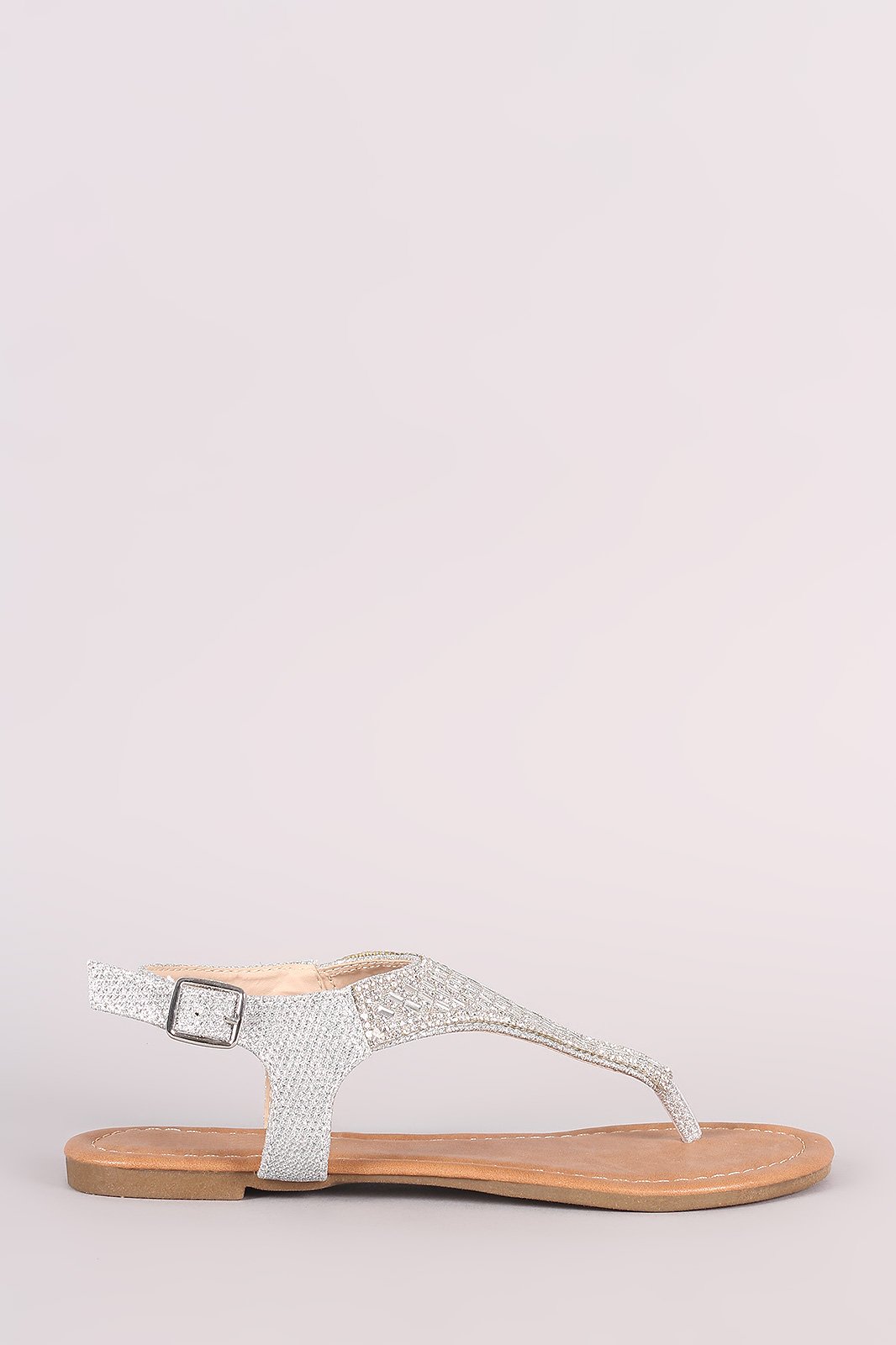 Glitter Rhinestone V-Strap Thong Flat Sandal