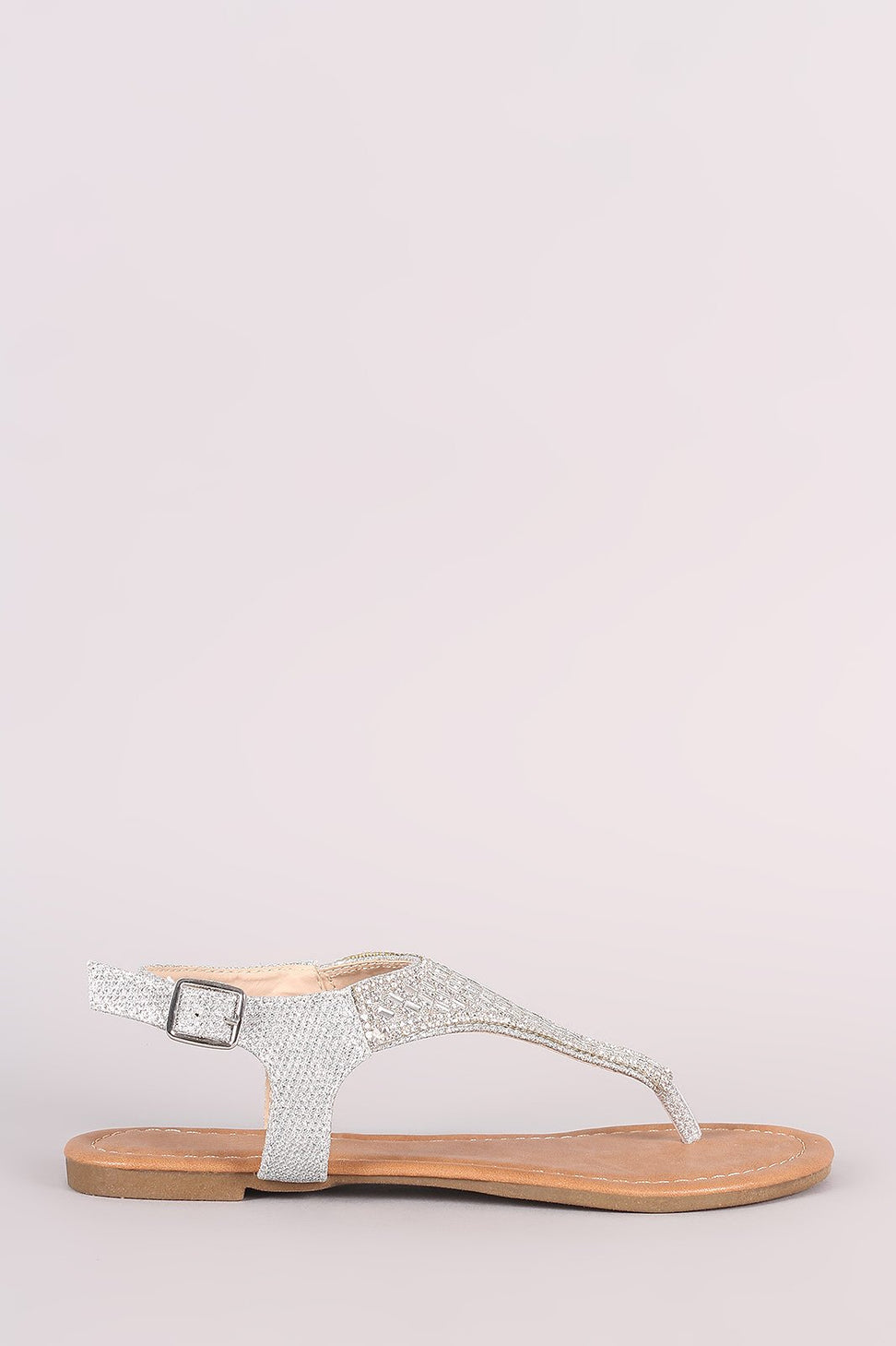 Glitter Rhinestone V-Strap Thong Flat Sandal