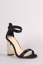 Qupid Satin Zigzag Chunky Clear Heel