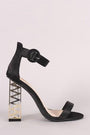 Qupid Satin Zigzag Chunky Clear Heel
