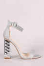 Qupid Glitter Zigzag Chunky Clear Heel