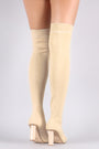Ribbed Sweater Knit Striped Contrast Heel Over-The-Knee Boots