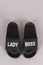 Lady Boss Embroidered Denim Slide Sandal