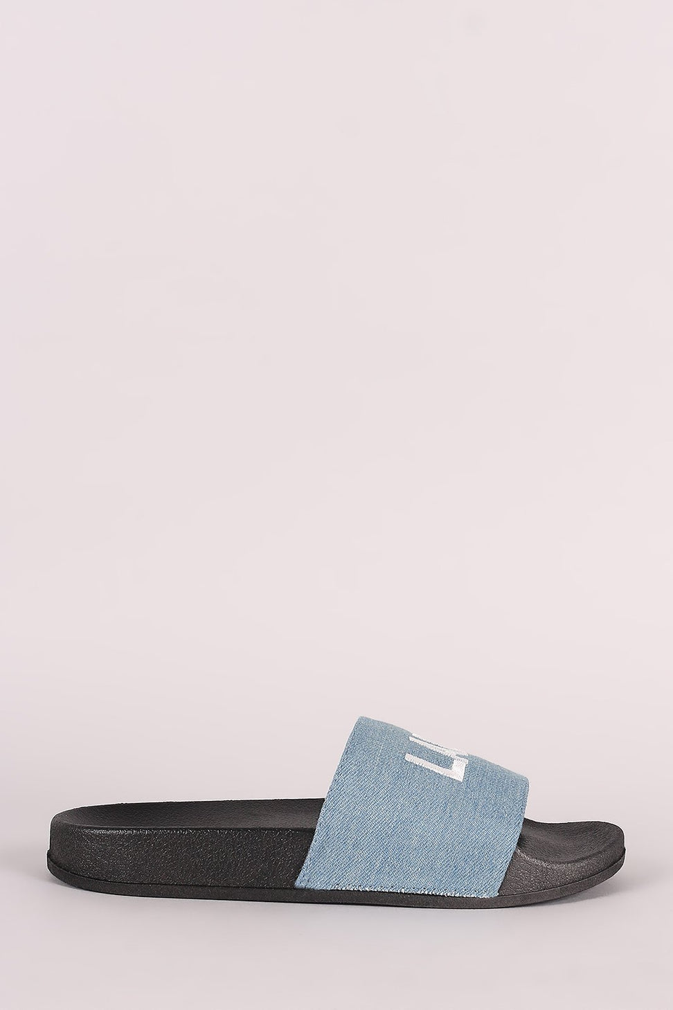 Lady Boss Embroidered Denim Slide Sandal