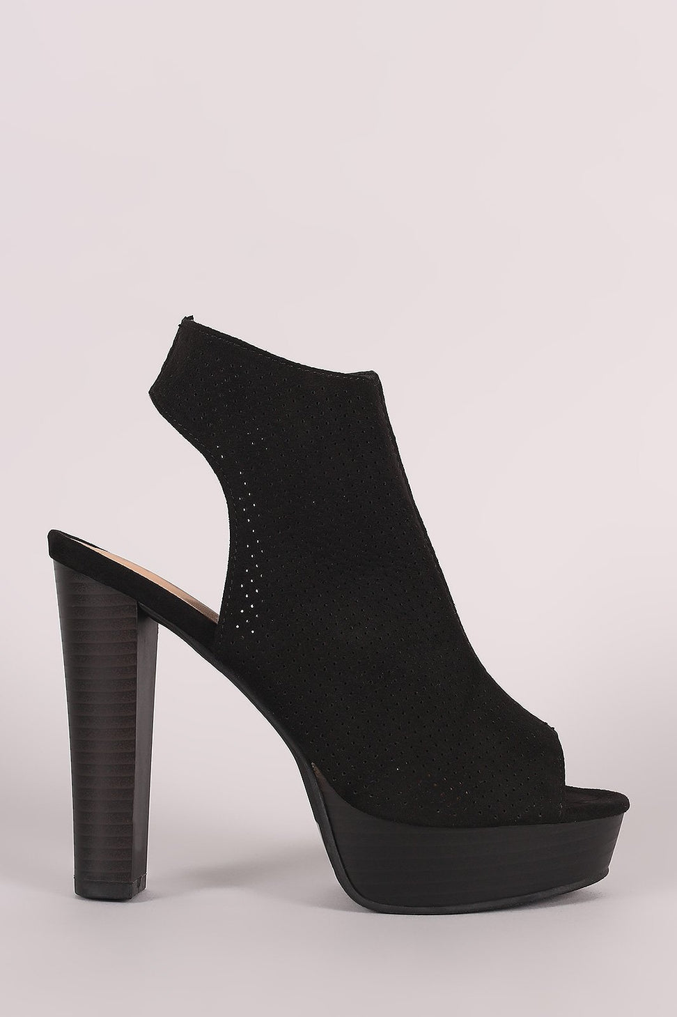 Perforated Suede Chunky Platform Mule Heel