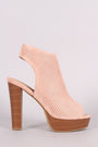 Perforated Suede Chunky Platform Mule Heel