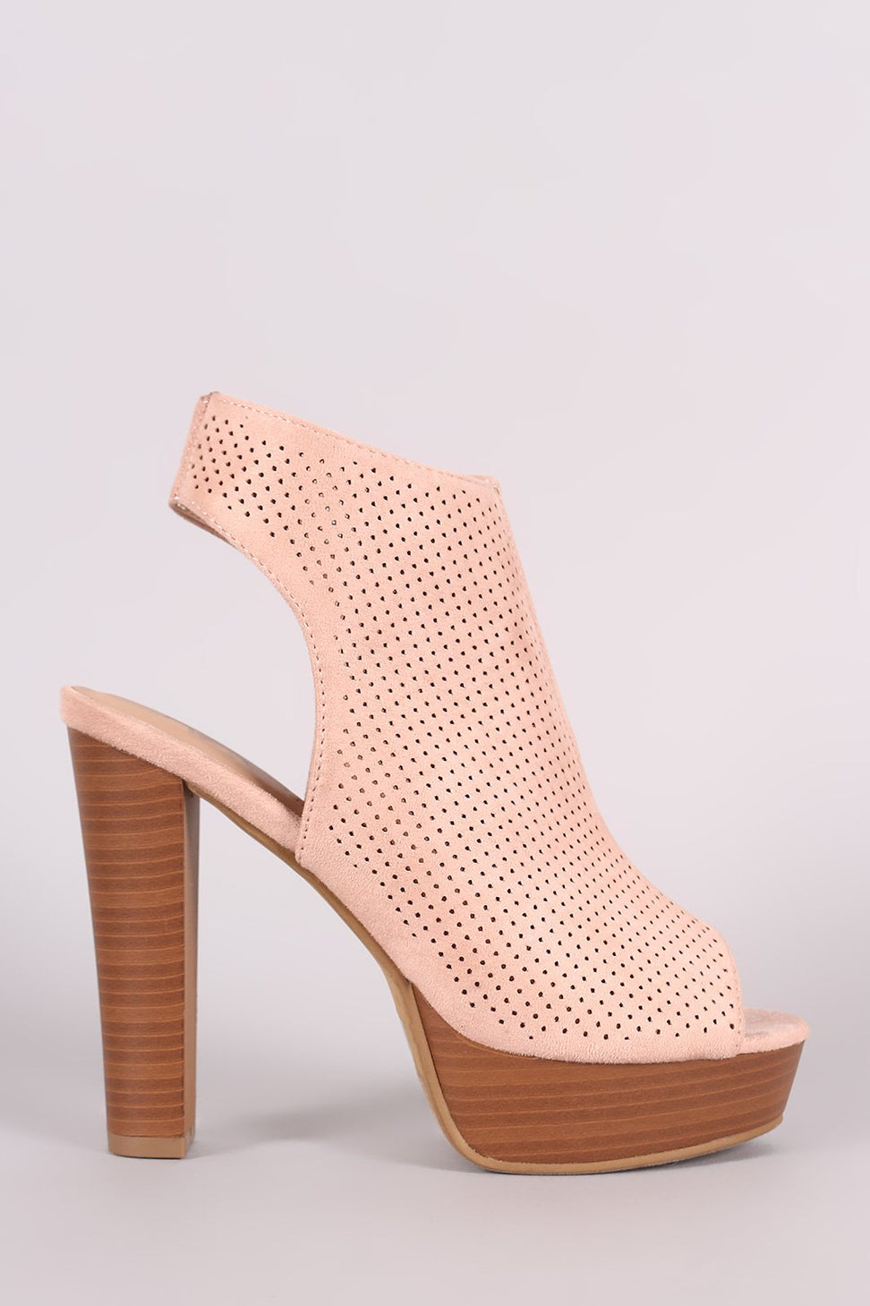 Perforated Suede Chunky Platform Mule Heel