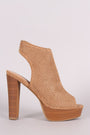 Perforated Suede Chunky Platform Mule Heel