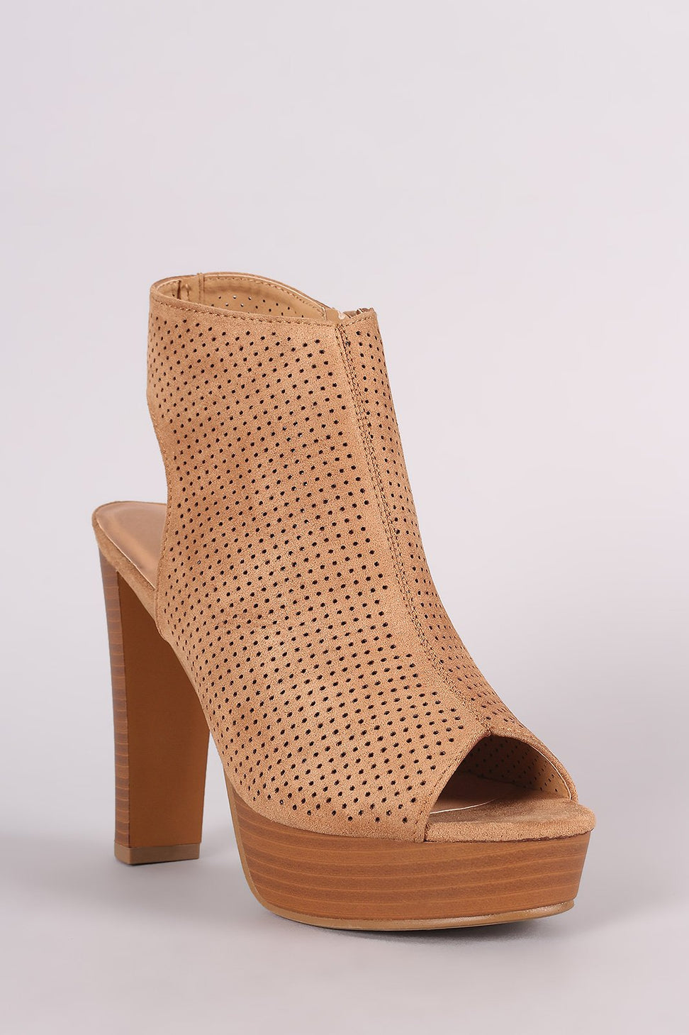 Perforated Suede Chunky Platform Mule Heel
