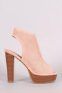 Perforated Suede Chunky Platform Mule Heel